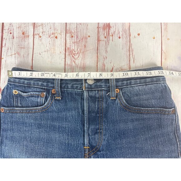 Levis Womens 501 Original High-Waisted Denim Shorts Distressed Blue Size 27 - Picture 11 of 13